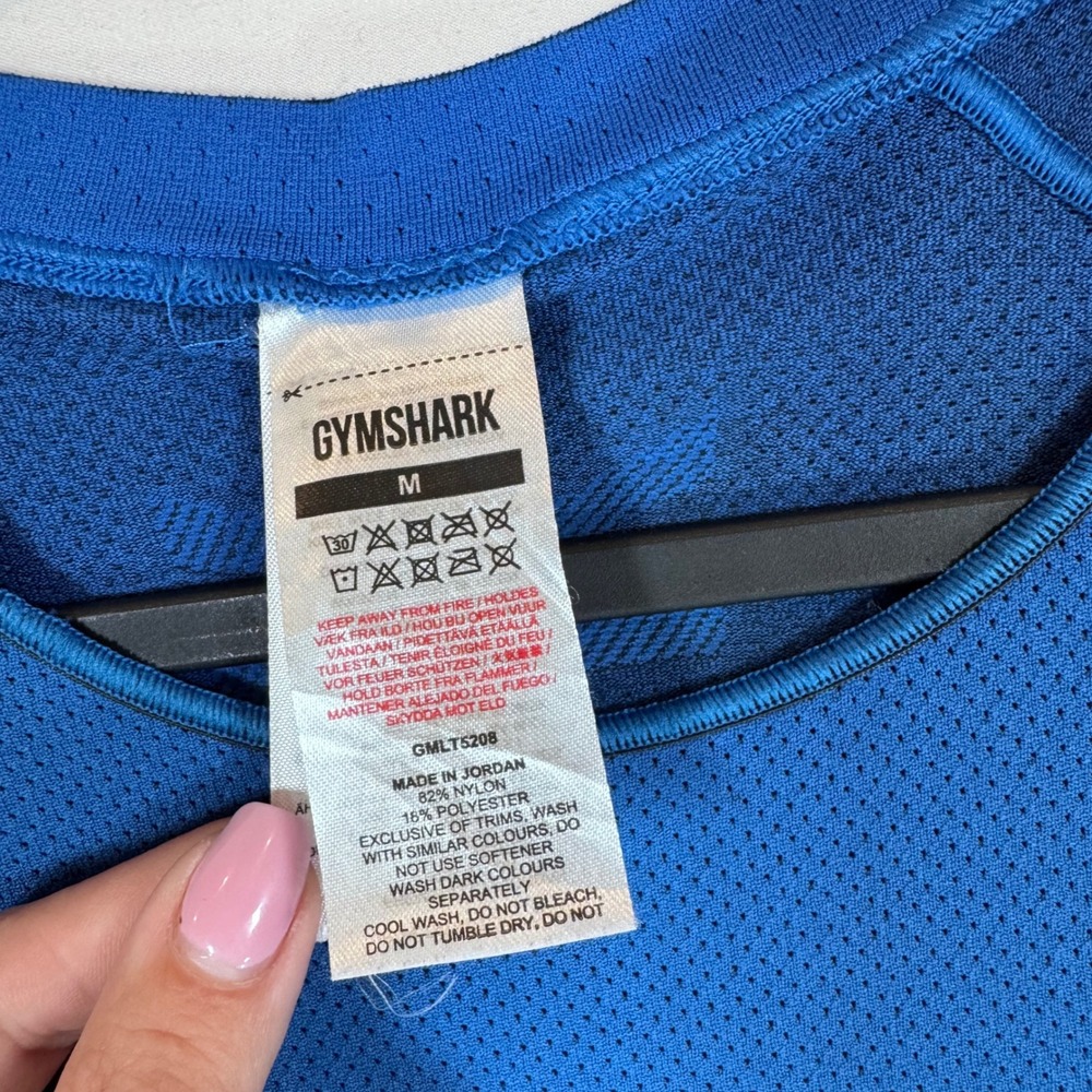 Gymshark Apex Seamless Long Sleeve T-Shirt Mens M Blue Mesh Vented Workout Gym - Picture 5 of 12